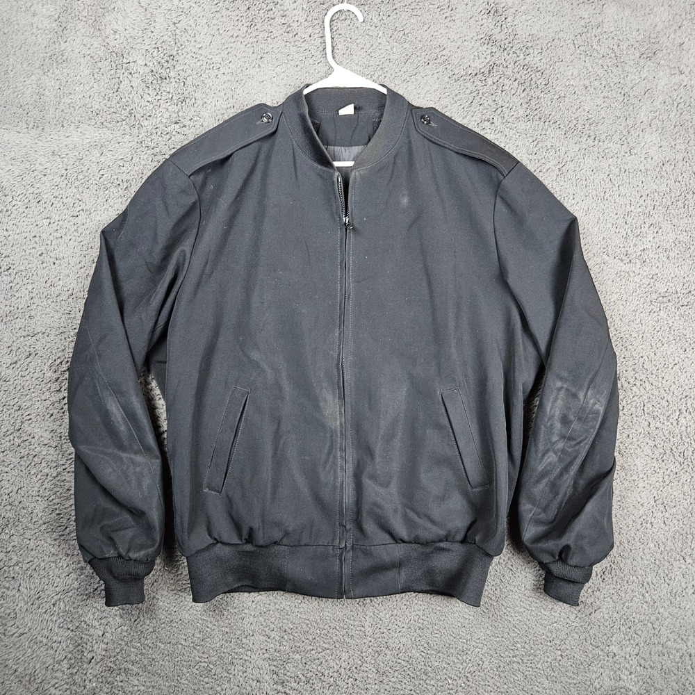 Neptune Garment Company Mens Black Wool Blend Military Officer Bomber Jacket 48L